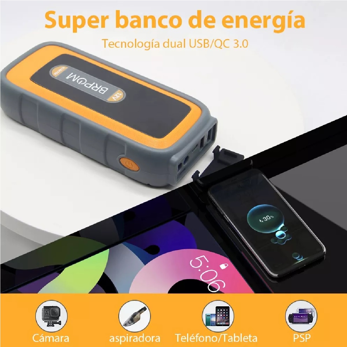 Arrancador De Bateria De Auto Portátil 4000a,carga Rápida