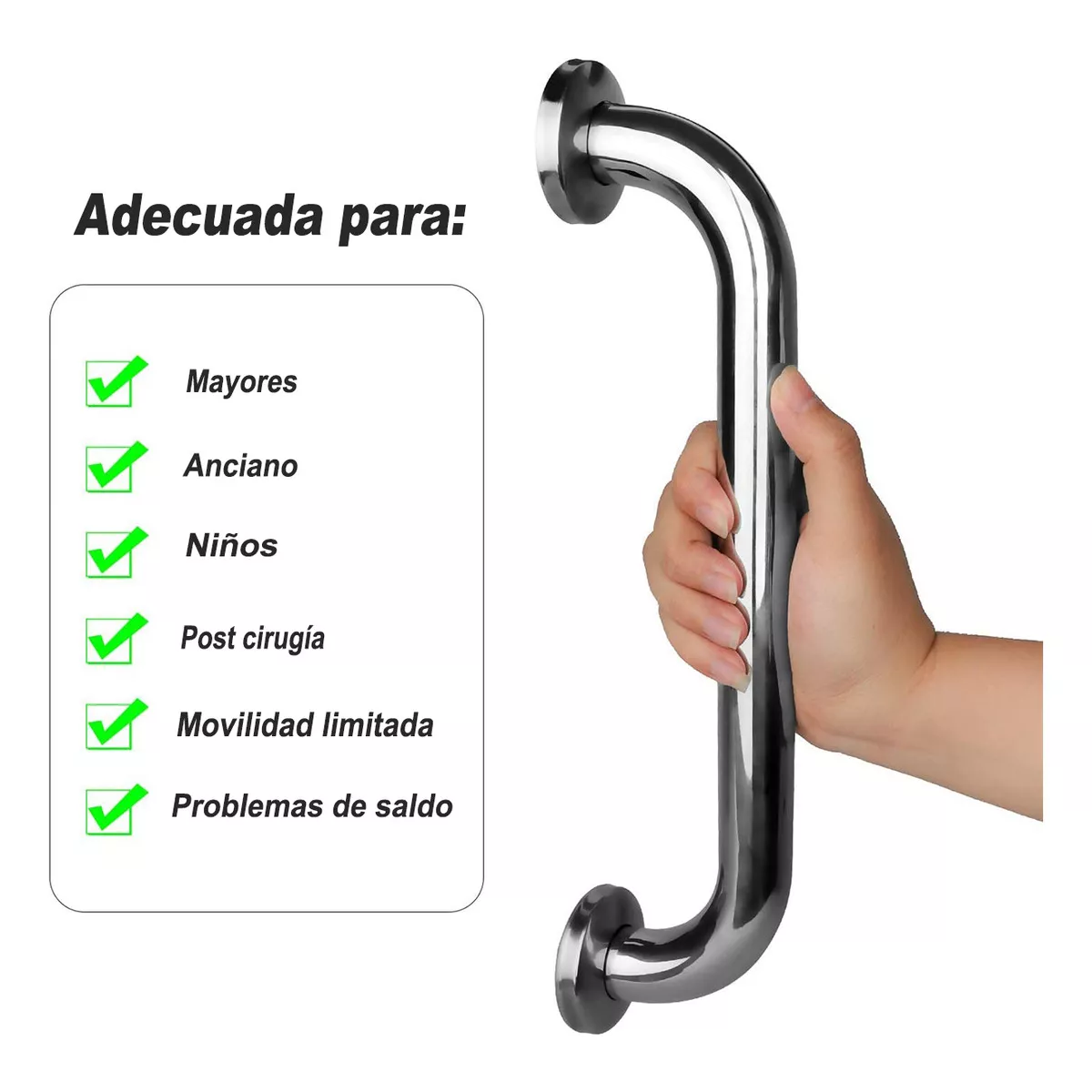 2 Pcs Barra De Seguridad Para Baño 60cm Pasamano Acero Inoxidable