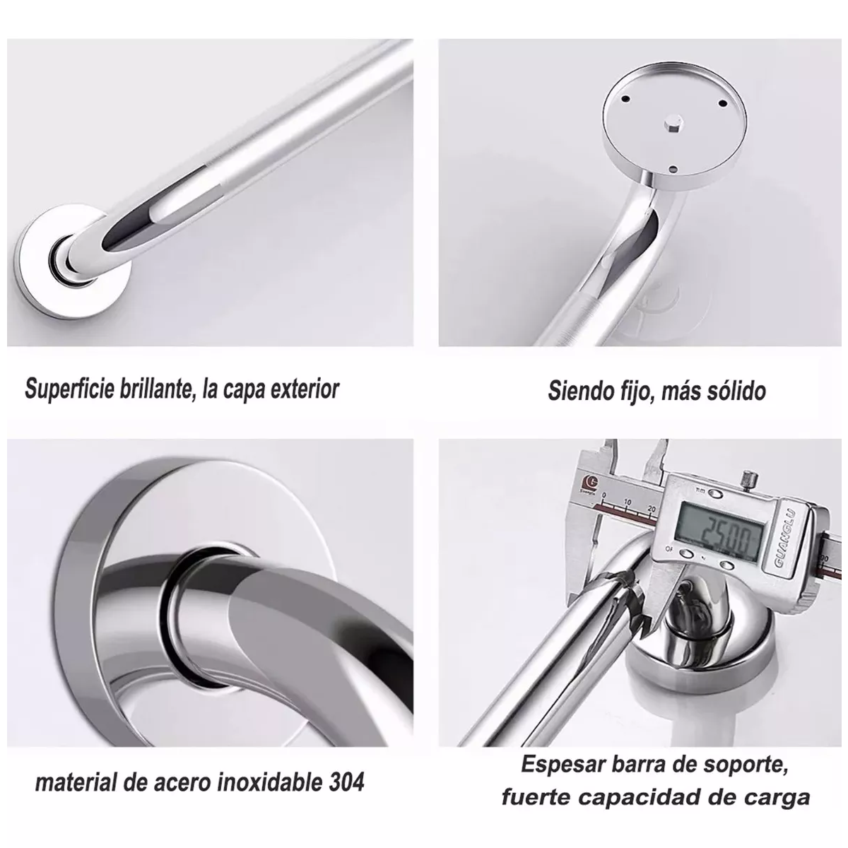 2 Pcs Barra De Seguridad Para Baño 60cm Pasamano Acero Inoxidable