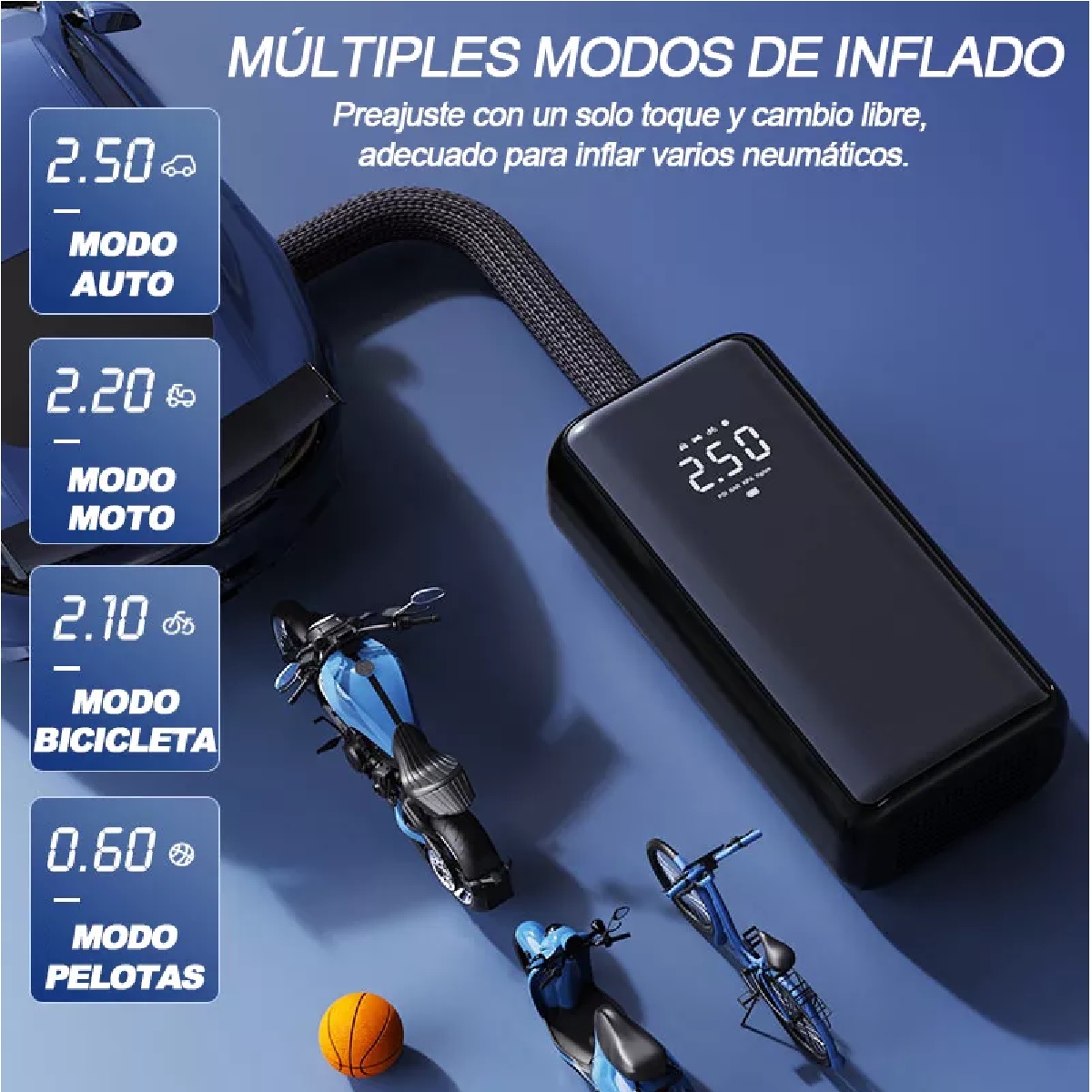 Compresor Inflador Llantas Portatil Bomba Aire Inalámbrico