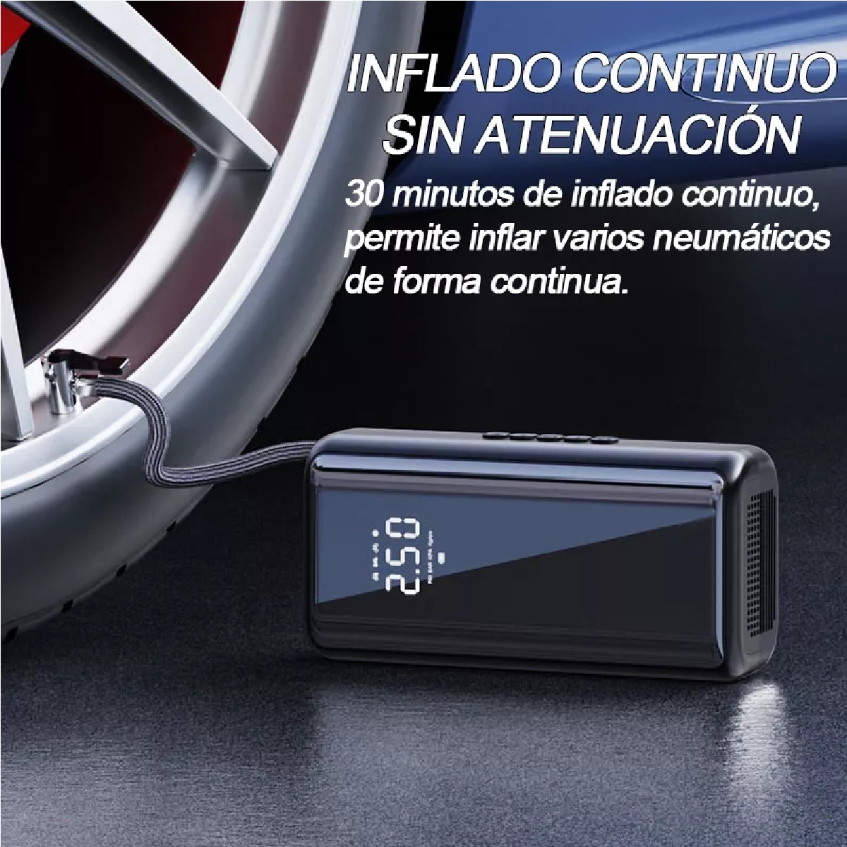 Compresor Inflador Llantas Portatil Bomba Aire Inalámbrico
