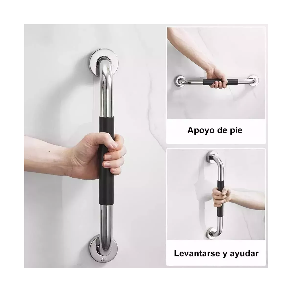2 Barras Agarradera De Seguridad Baños Apoyo Acero Inox 50cm