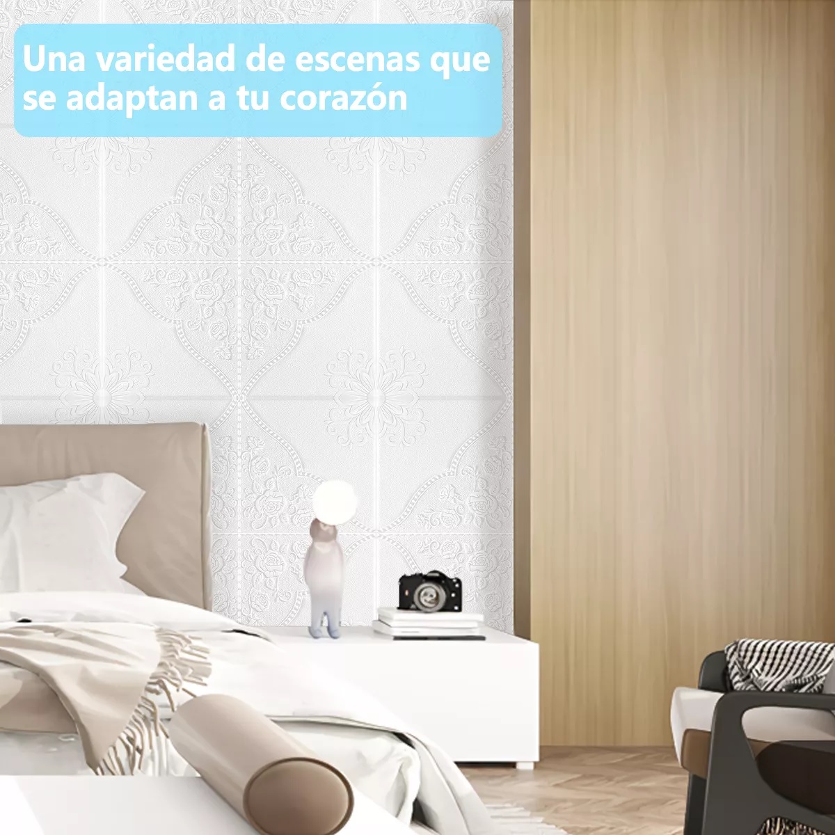  3d Panel Cuadrilátero Ciruela Patrón Color Blanco