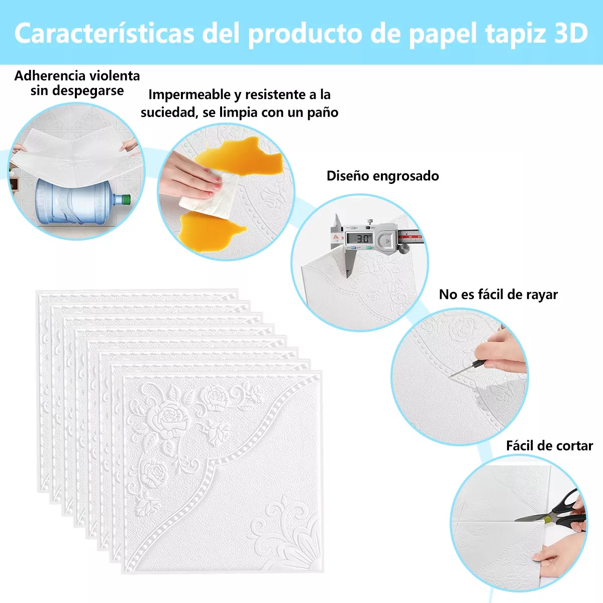  3d Panel Cuadrilátero Ciruela Patrón Color Blanco
