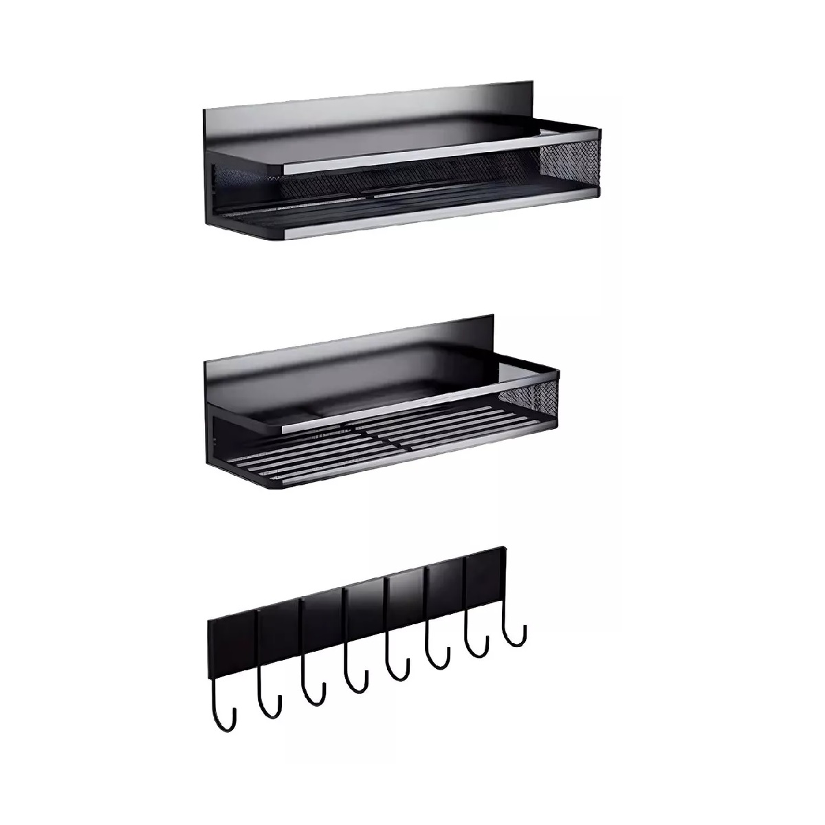 Especiero 3 Niveles Estante Organizador Cocina Multiusos Color Negro