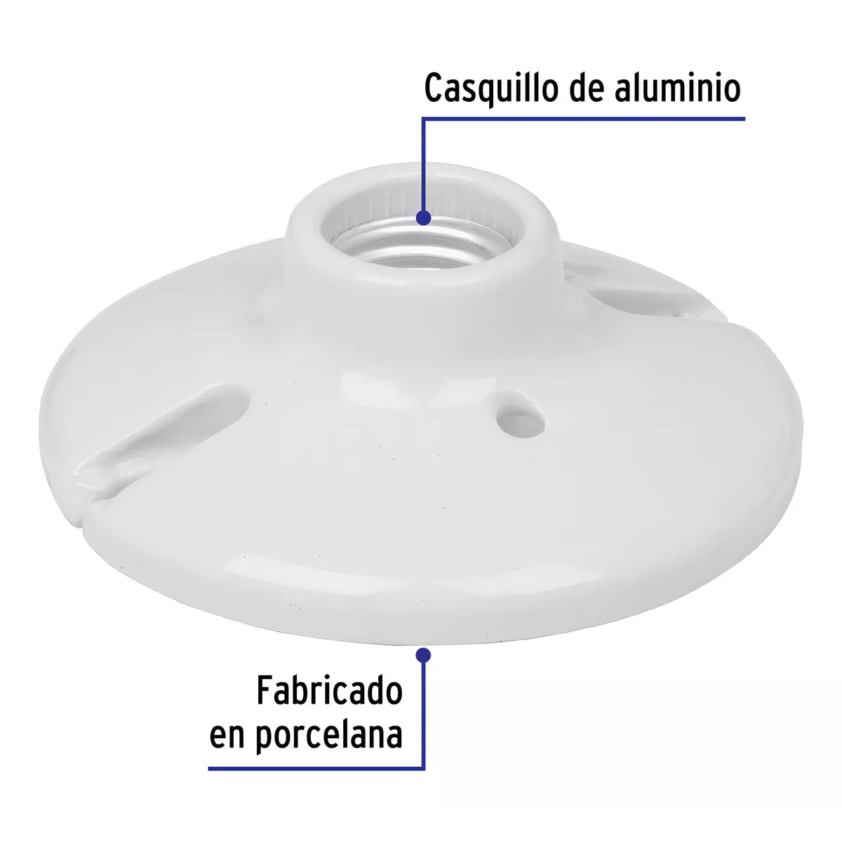 Paq. 6 Portalampara Porcelana 4 1/2 Circular Color Blanco