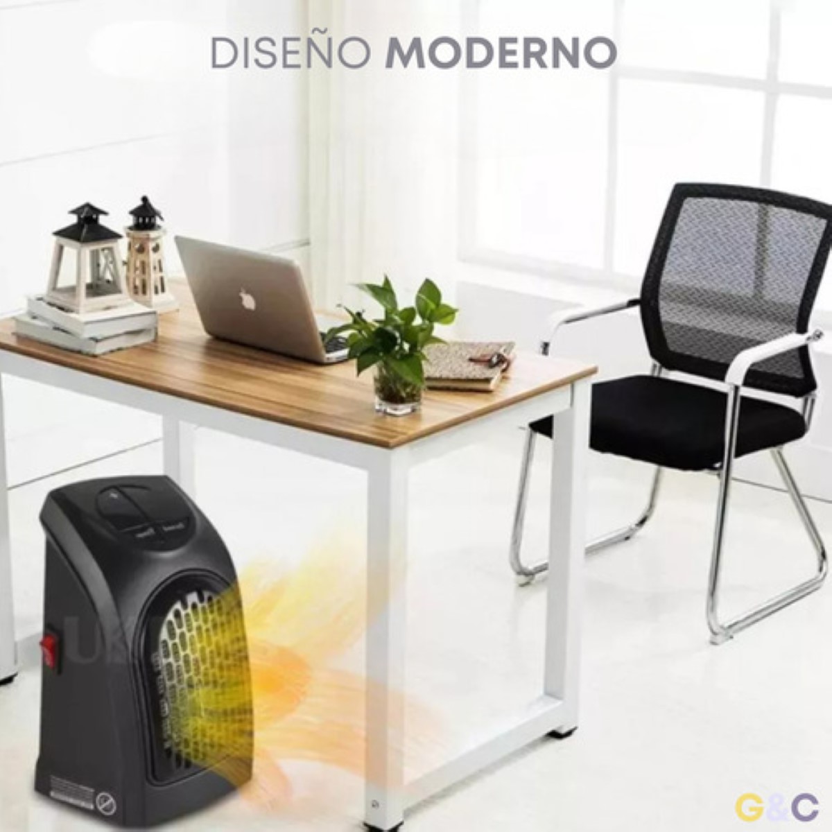 Mini Calentador De Aire Electrico Portatil Ajustable Pared negro