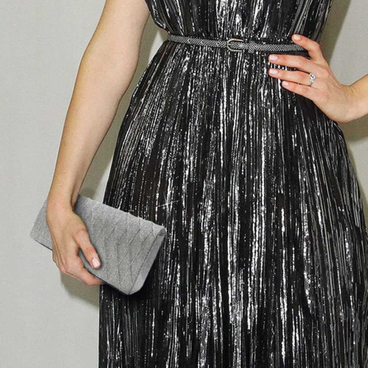 Bolsa De Mano De Noche Para Fiesta Elegante Con Cadena plata
