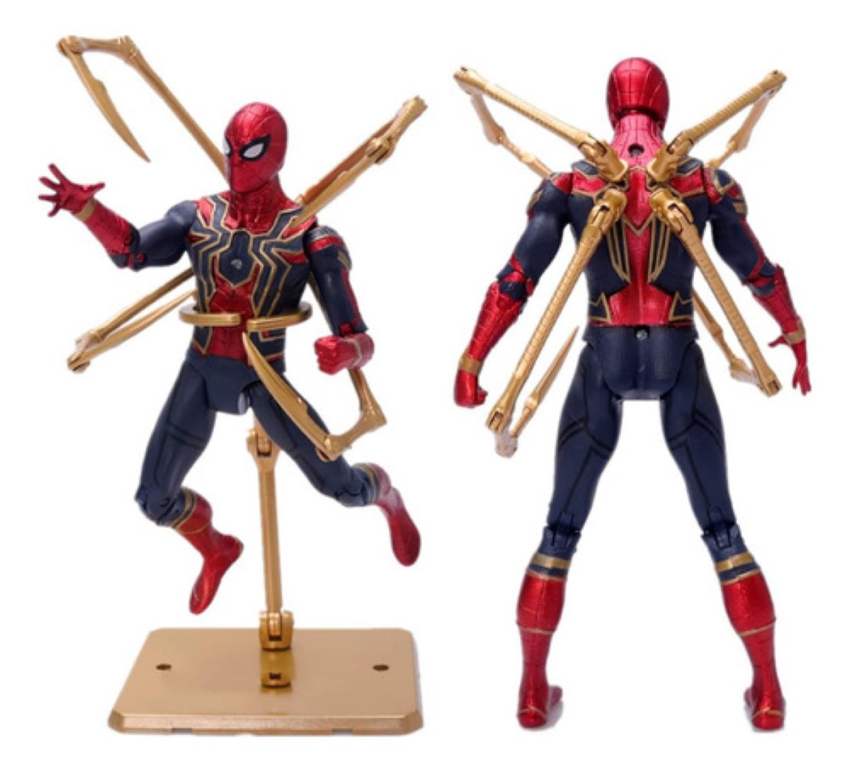 Marvel Iron Spiderman Con Figura Accion Articulada Con Luz rojo azul 