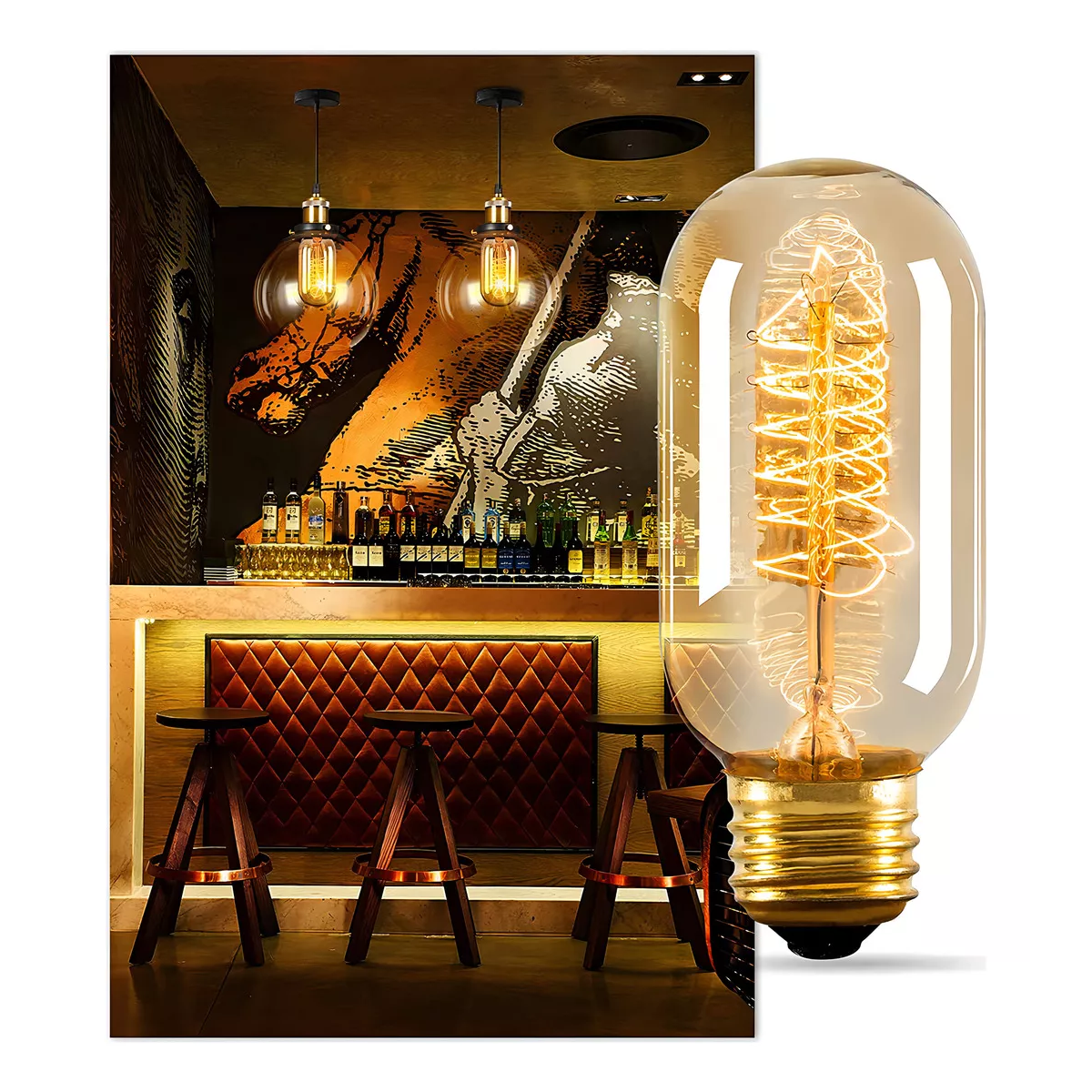 Foco edison vintage luz ámbar  40W 127V  8 unidades