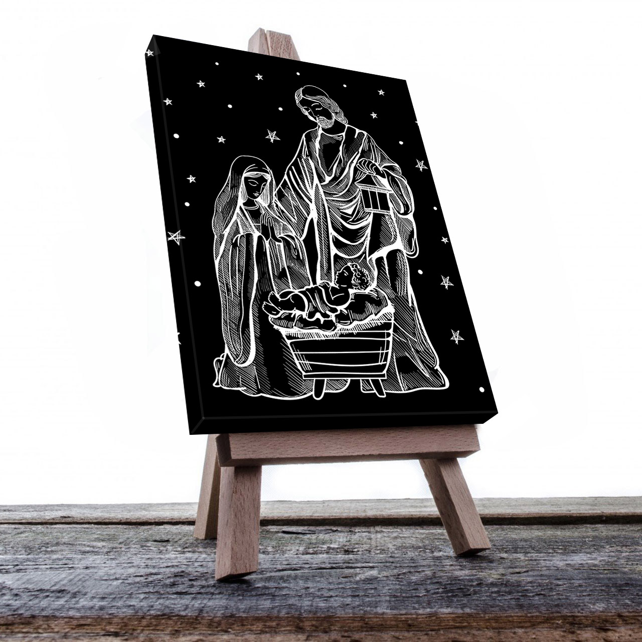 Cuadro Decorativo Canvas Religioso Sagrada Familia Nacimiento Jesus 45 X 30