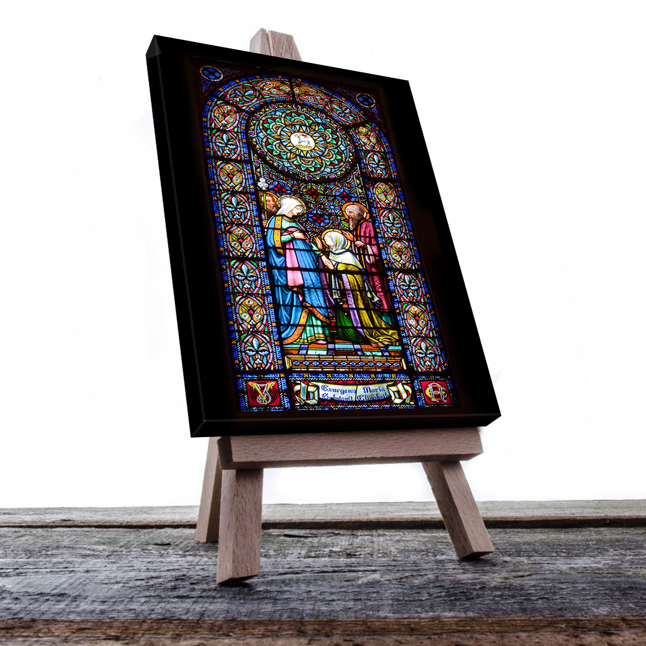 Cuadro Decorativo Canvas Religioso Vitral Maria Virgen Maria 90 X 60 cm
