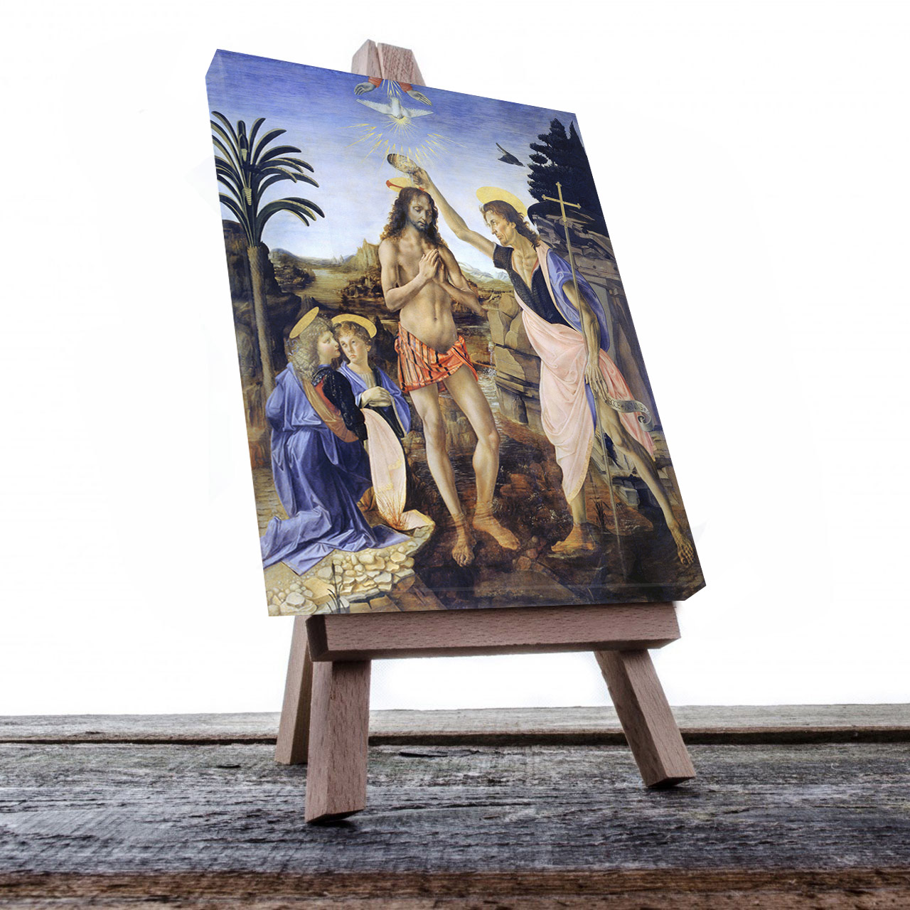 Cuadro Decorativo Canvas Religioso Bautismo de Cristo Verrocchio 60 X 40 cm