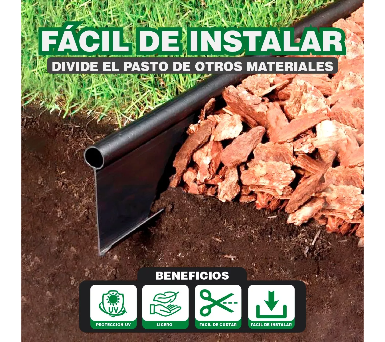 Borde Separador Para Jardin Rollo De 18m Grueso