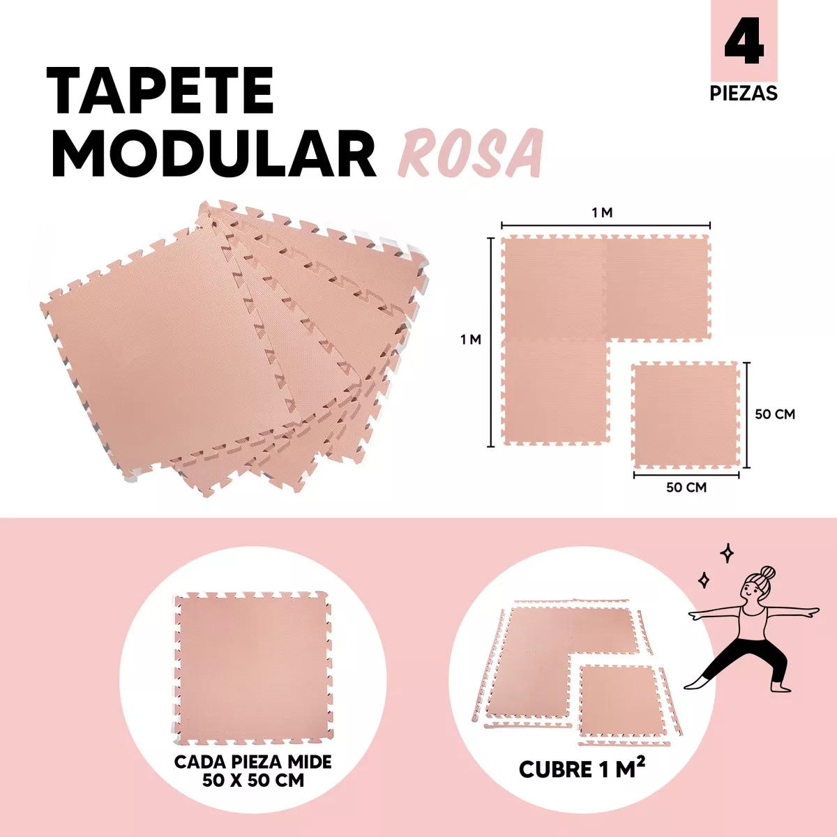Tapete Ejercicio Gym Tapete Pesas Crossfit Foamy Multiusos 4 piezas