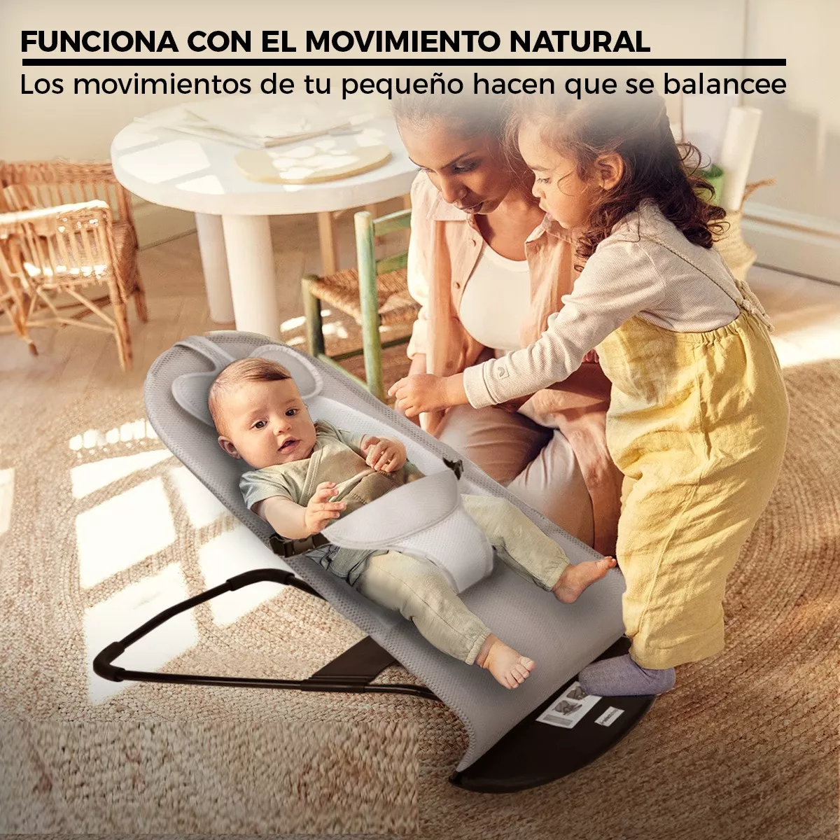 Silla Mecedora Bebe Columpio Infantil Portátil Ajustable Rosa