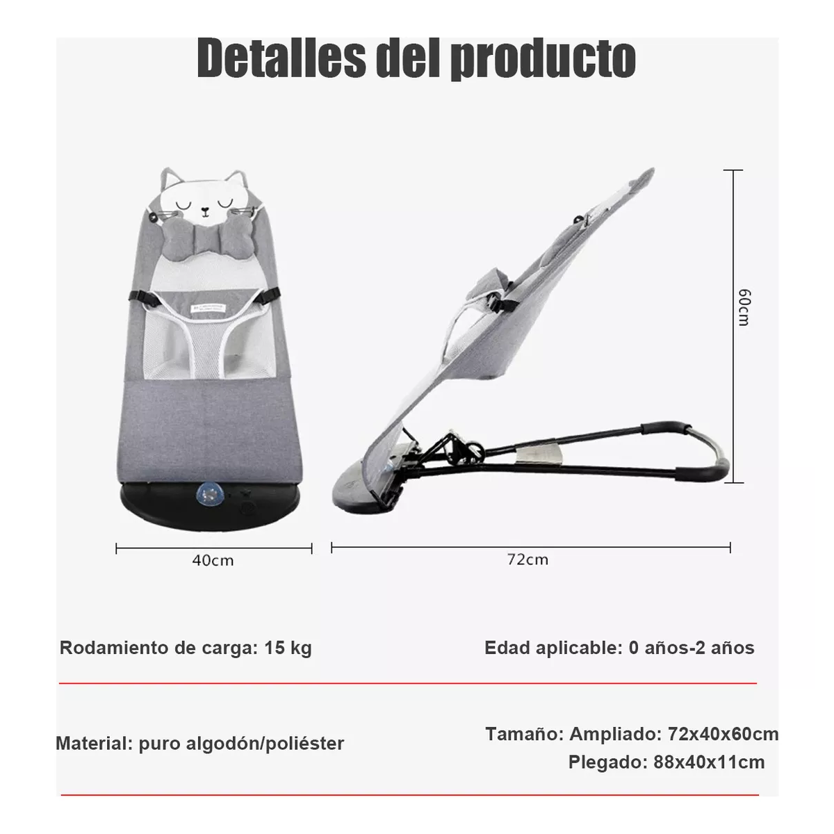 Mecedora Bebé Columpio Con Juguetes Ajustable Cuna Musica