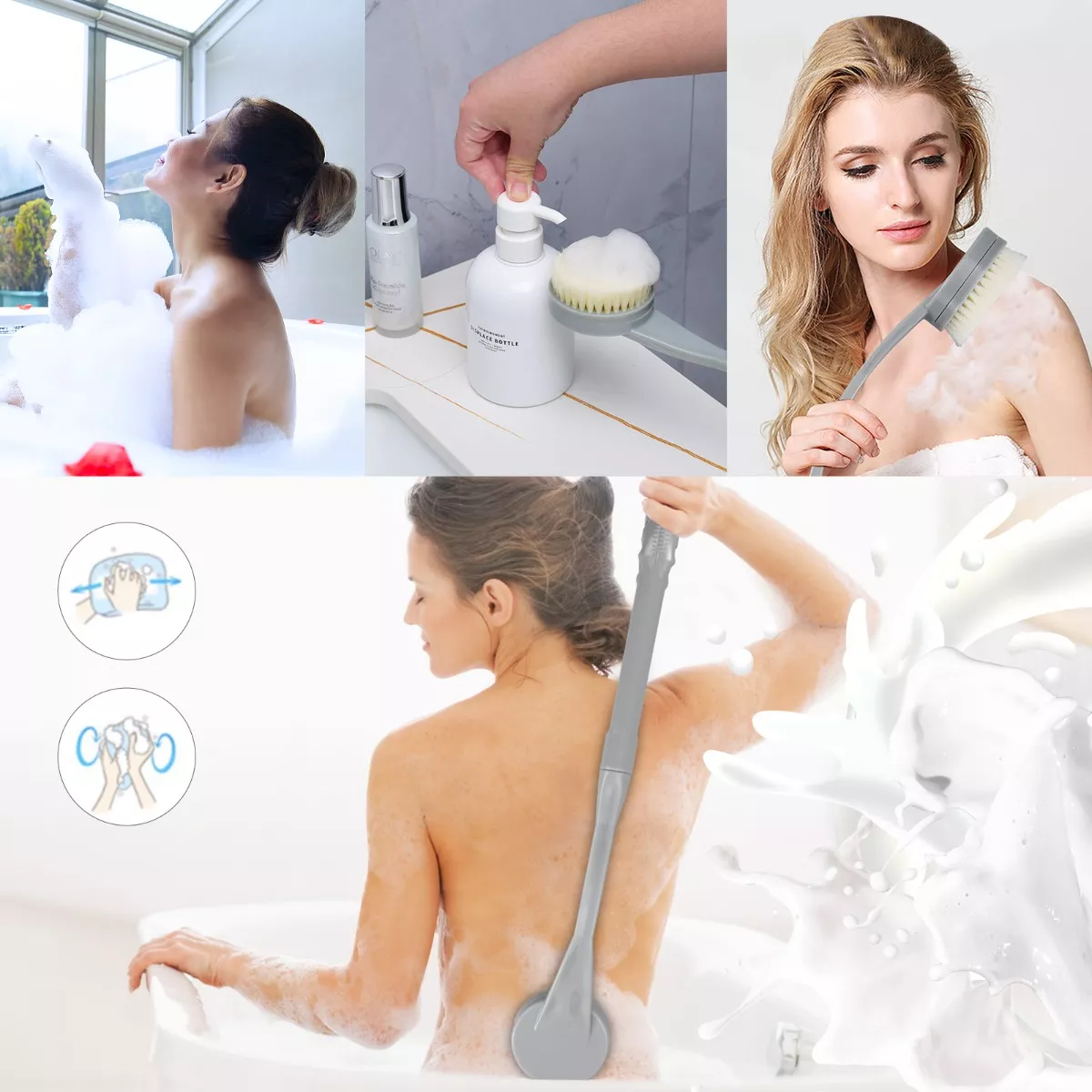 Cepillo De Baño Mango Largo Cepillos Corporales Ducha