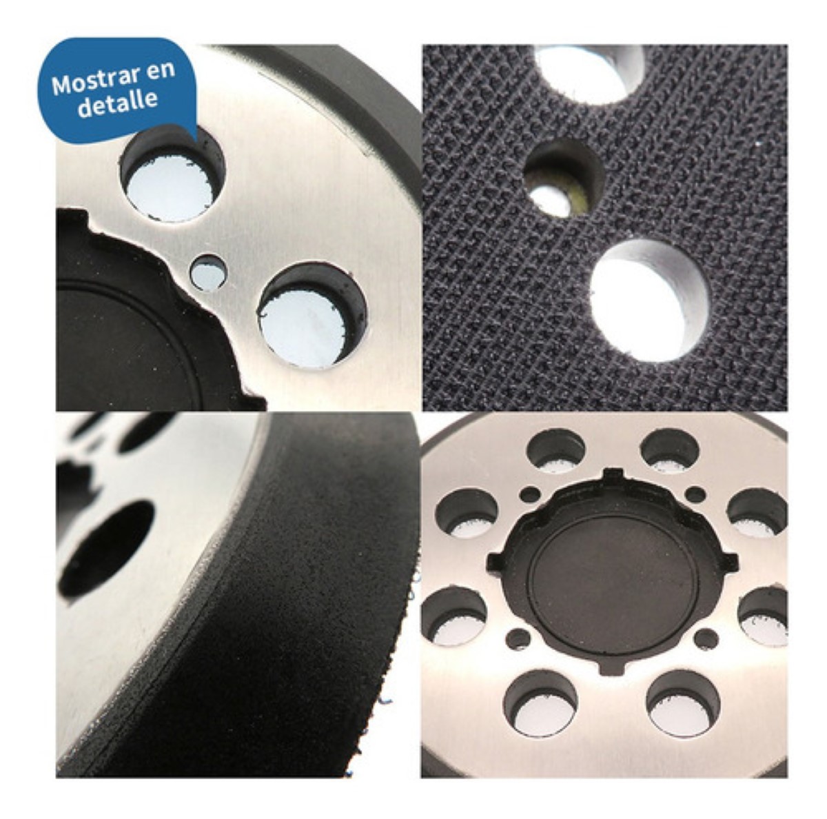 2 Bases+respaldo De Velcro Para Lijadora Orbital Dewalt negro