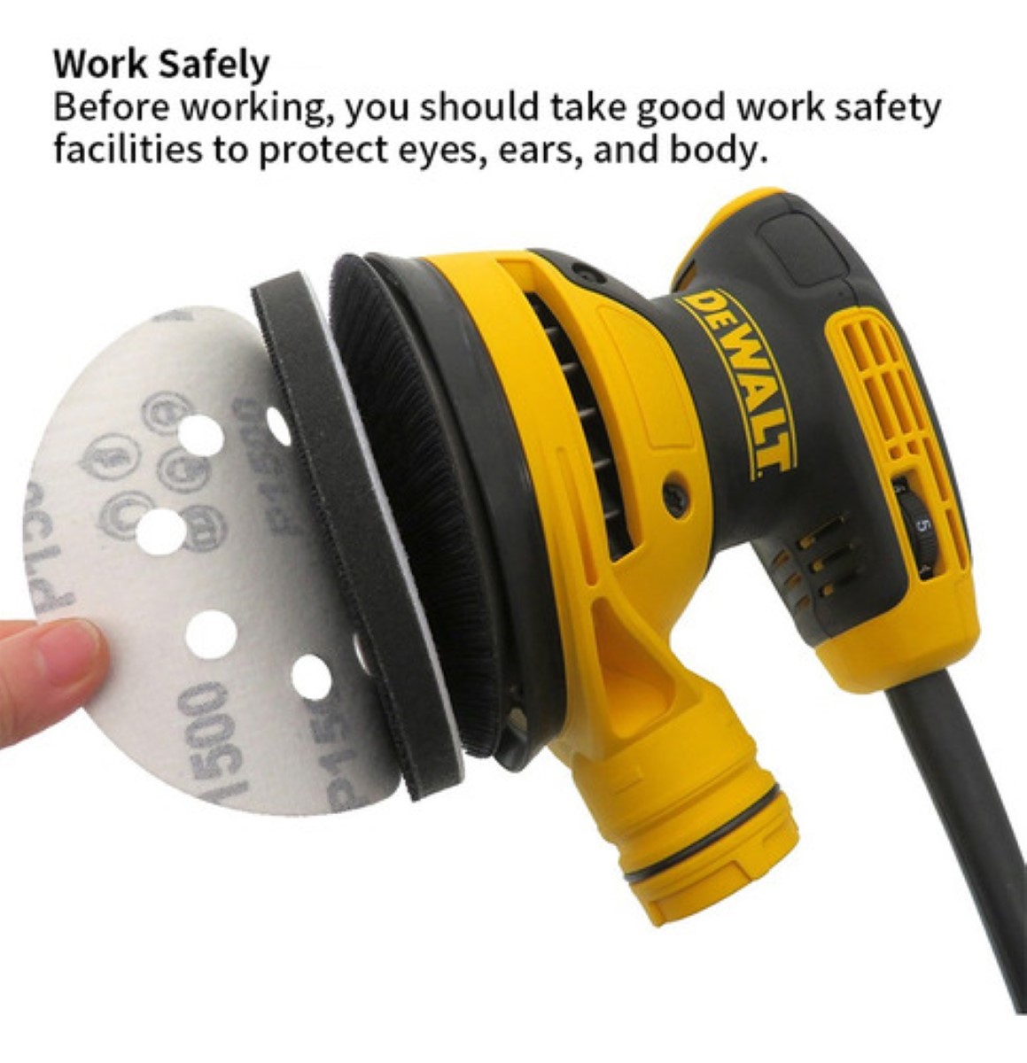 2 Bases+respaldo De Velcro Para Lijadora Orbital Dewalt negro