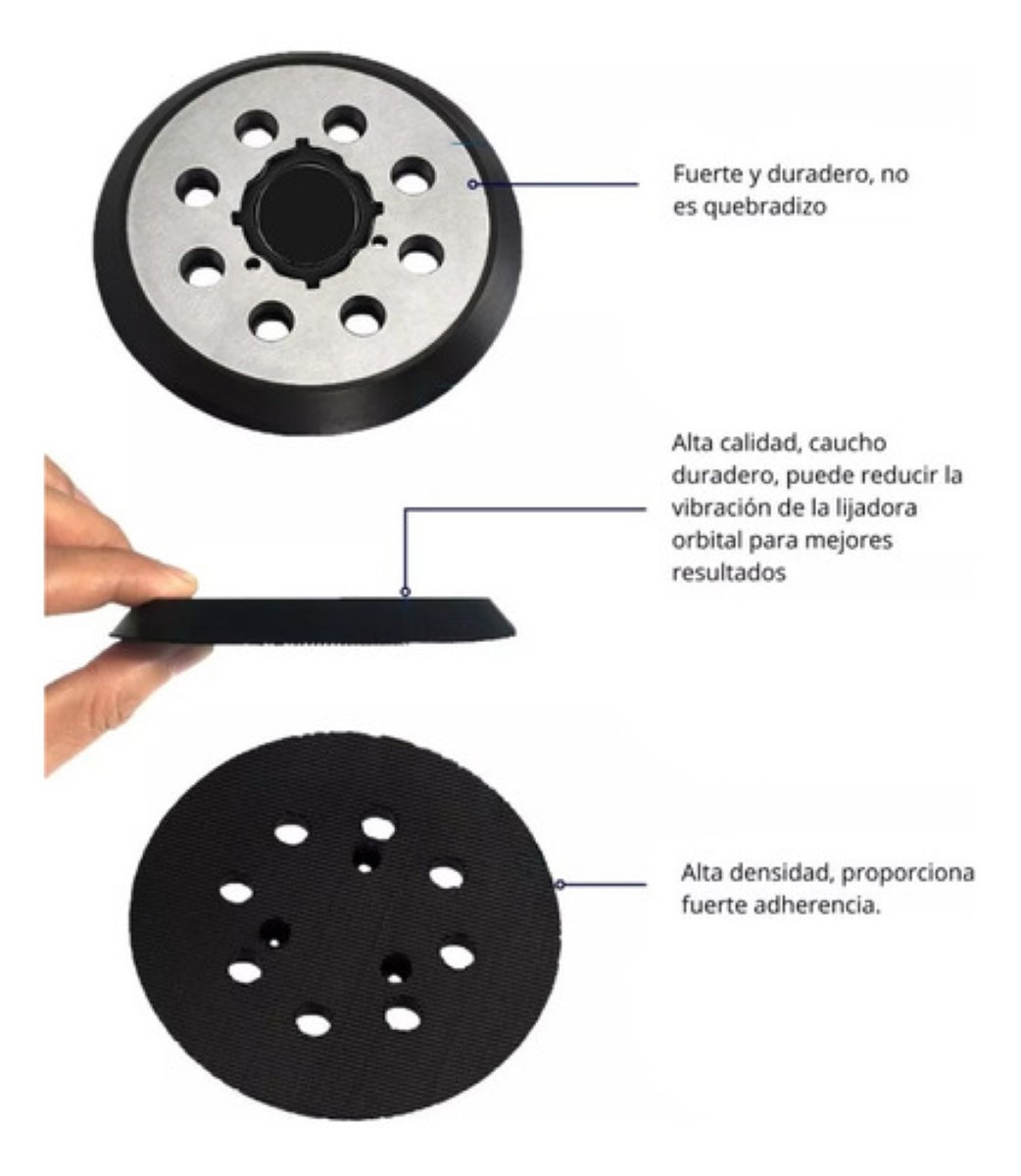 2 Bases+respaldo De Velcro Para Lijadora Orbital Dewalt negro