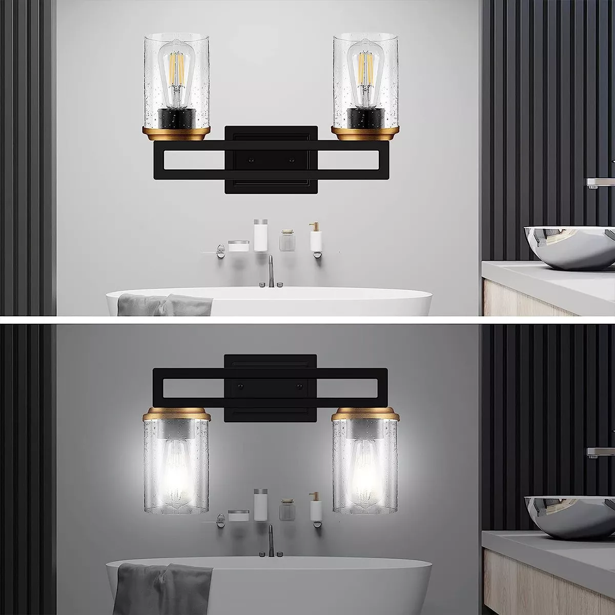 Lámpara De Pared Para Baño Moderna De 2 Luces, Luz De Tocado
