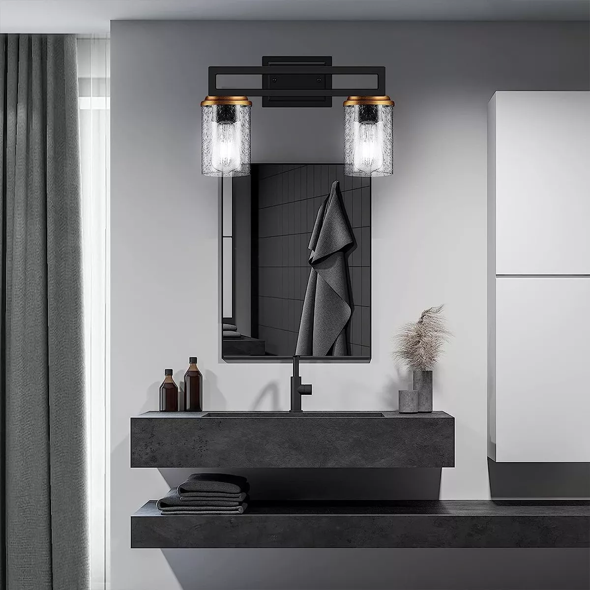 Lámpara De Pared Para Baño Moderna De 2 Luces, Luz De Tocado