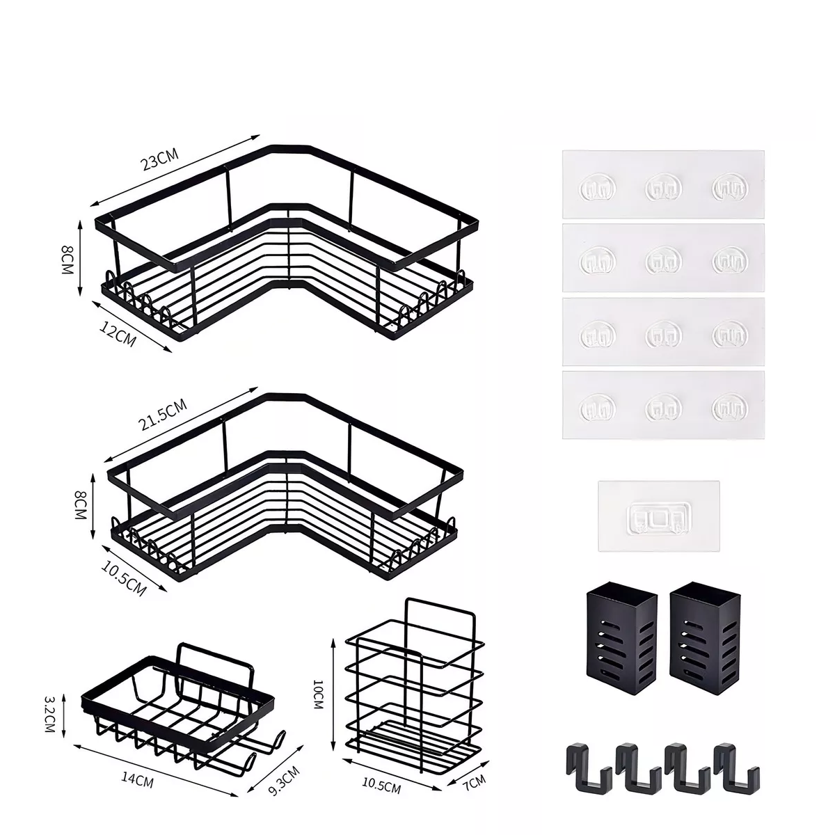6pcs Accesorios Para Baño Estante Organizador De Repisa Baño Color Negro