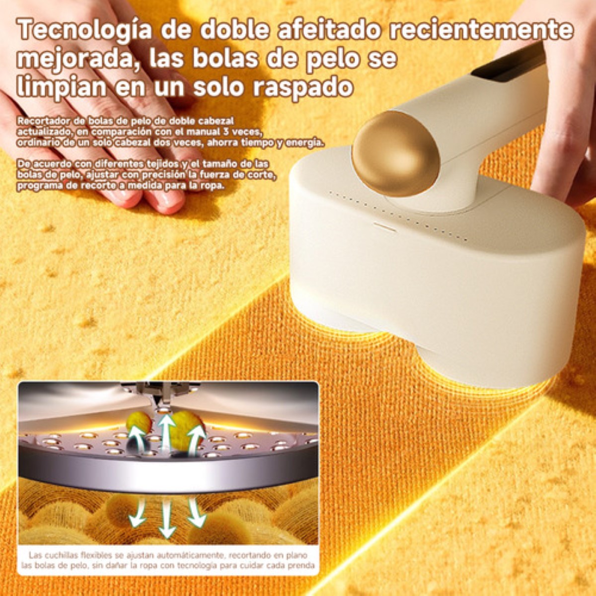Quita Pelusa Electrico Doble Cabeza Quitapelusas Inalámbrico BLANCO