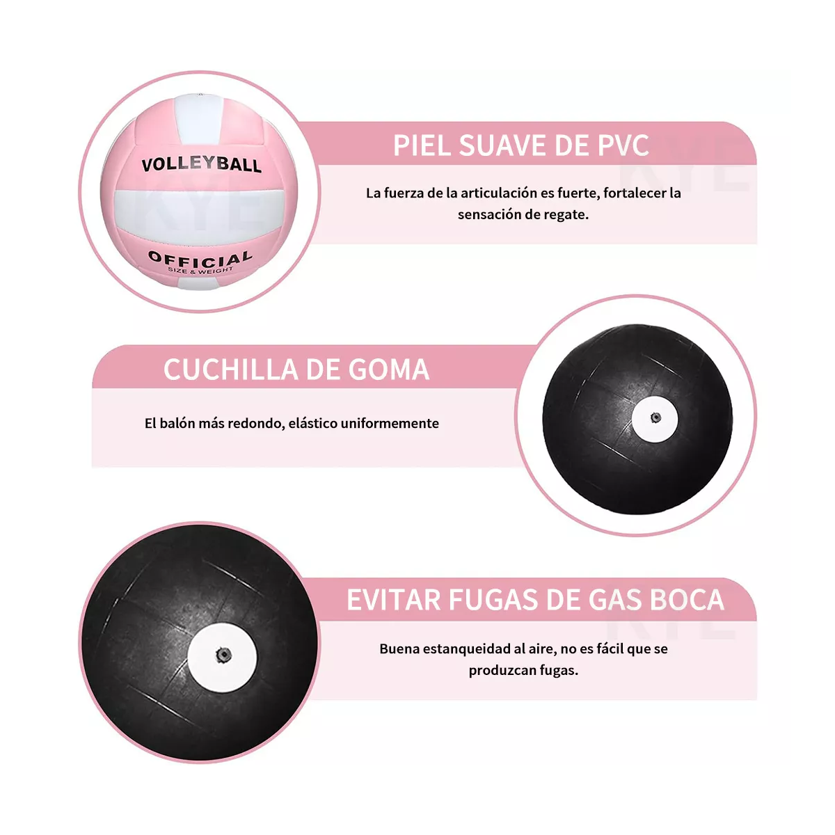 Kit Red Voleibol Inflador, Balon Rosa Y Valvula Accesorios