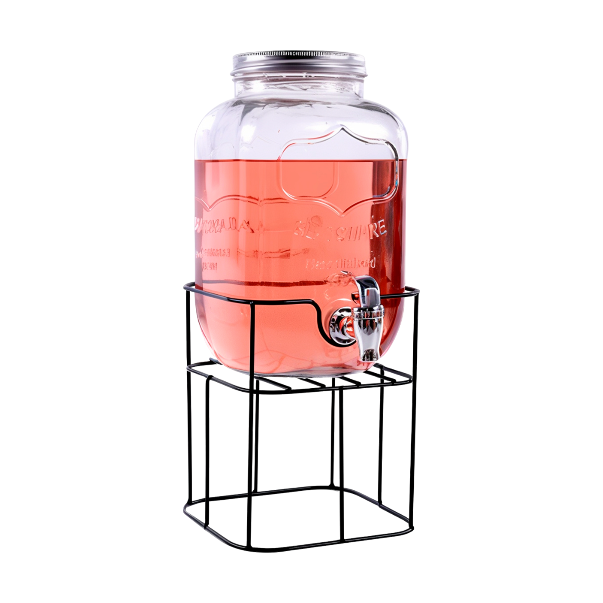 Vitrolero Dispensador De Agua De Vidrio 8 Litros con Tapa Antifugas Con Base Hierro Bluelander 