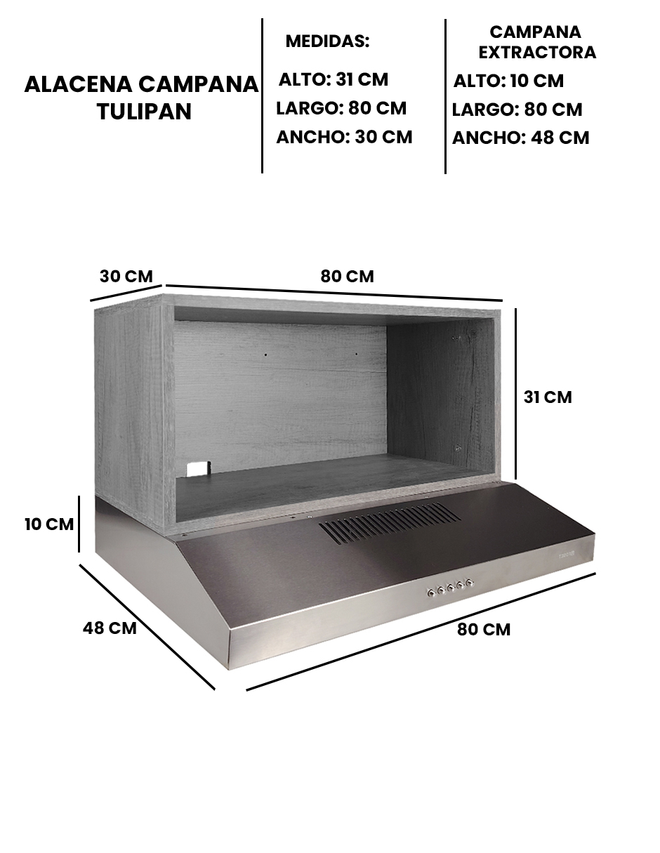 Campana Extractora De Cocina TULIPAN Con Alacena