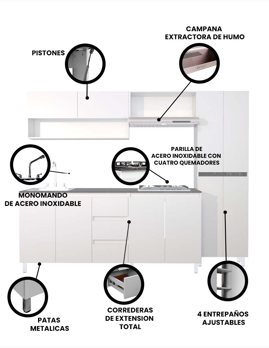 Cocina Integral OLIVO Con Parrilla Premium Minimalista