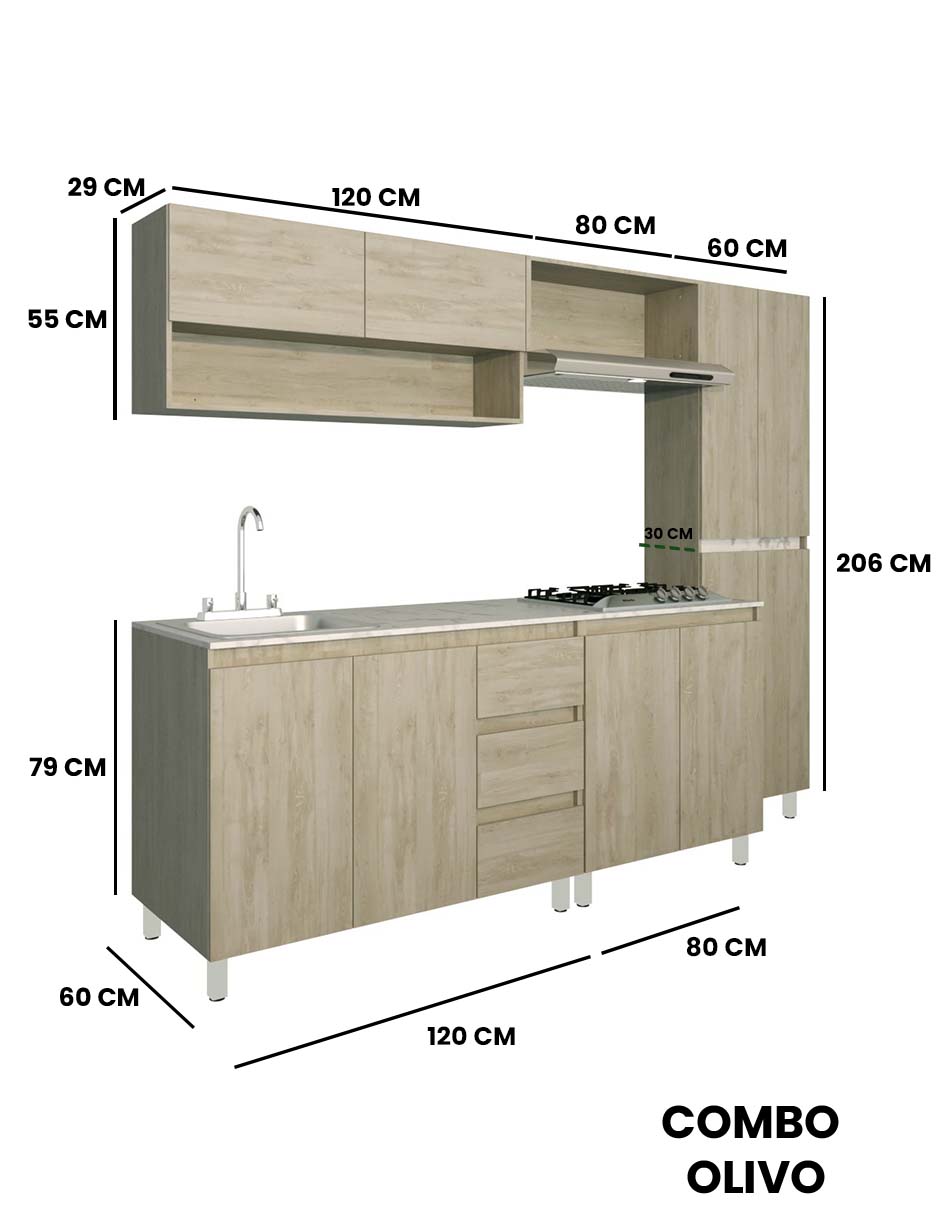Cocina Integral OLIVO Con Parrilla Premium Minimalista