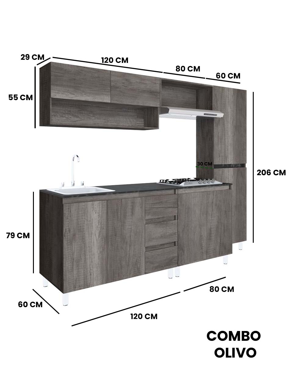 Cocina Integral OLIVO Con Parrilla Premium Minimalista
