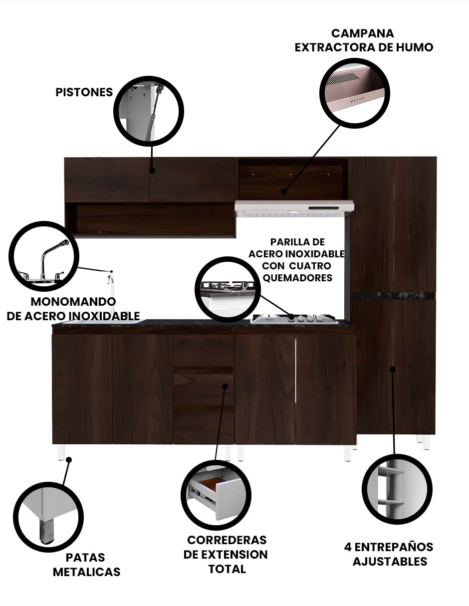 Cocina Integral OLIVO Con Parrilla Premium Minimalista