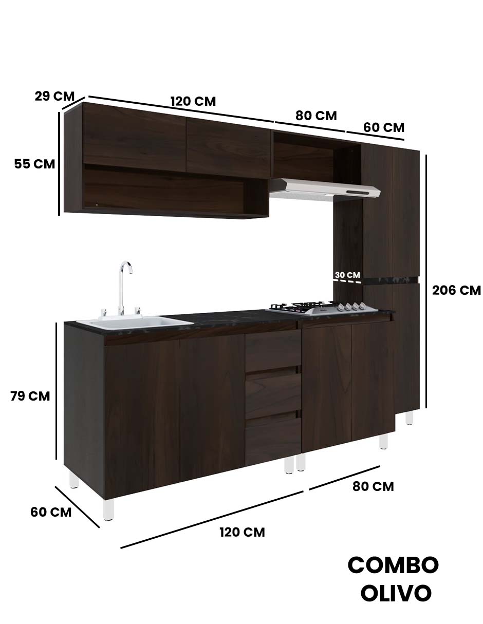 Cocina Integral OLIVO Con Parrilla Premium Minimalista