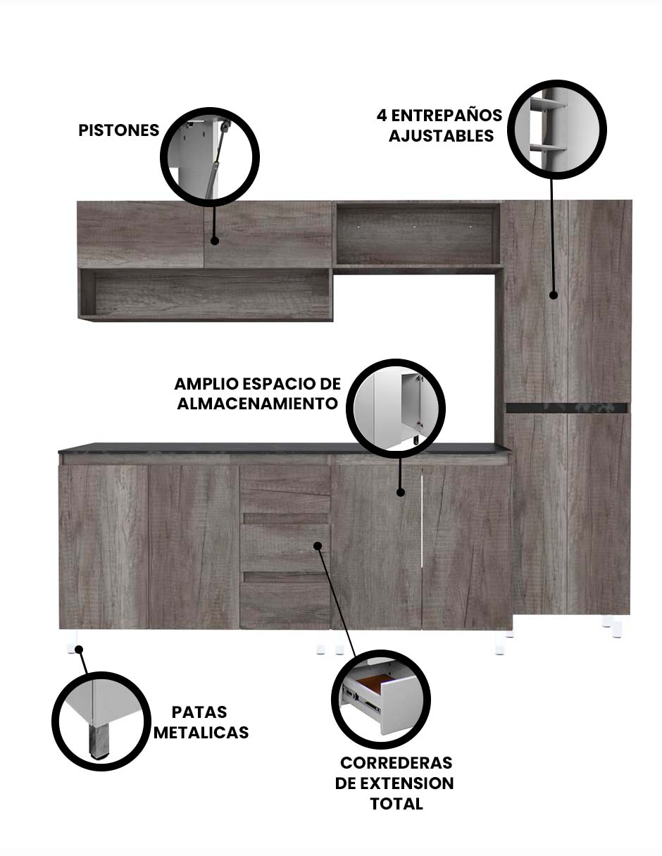 Cocina Integral ORQUIDIA Premium Para Tarja Minimalista