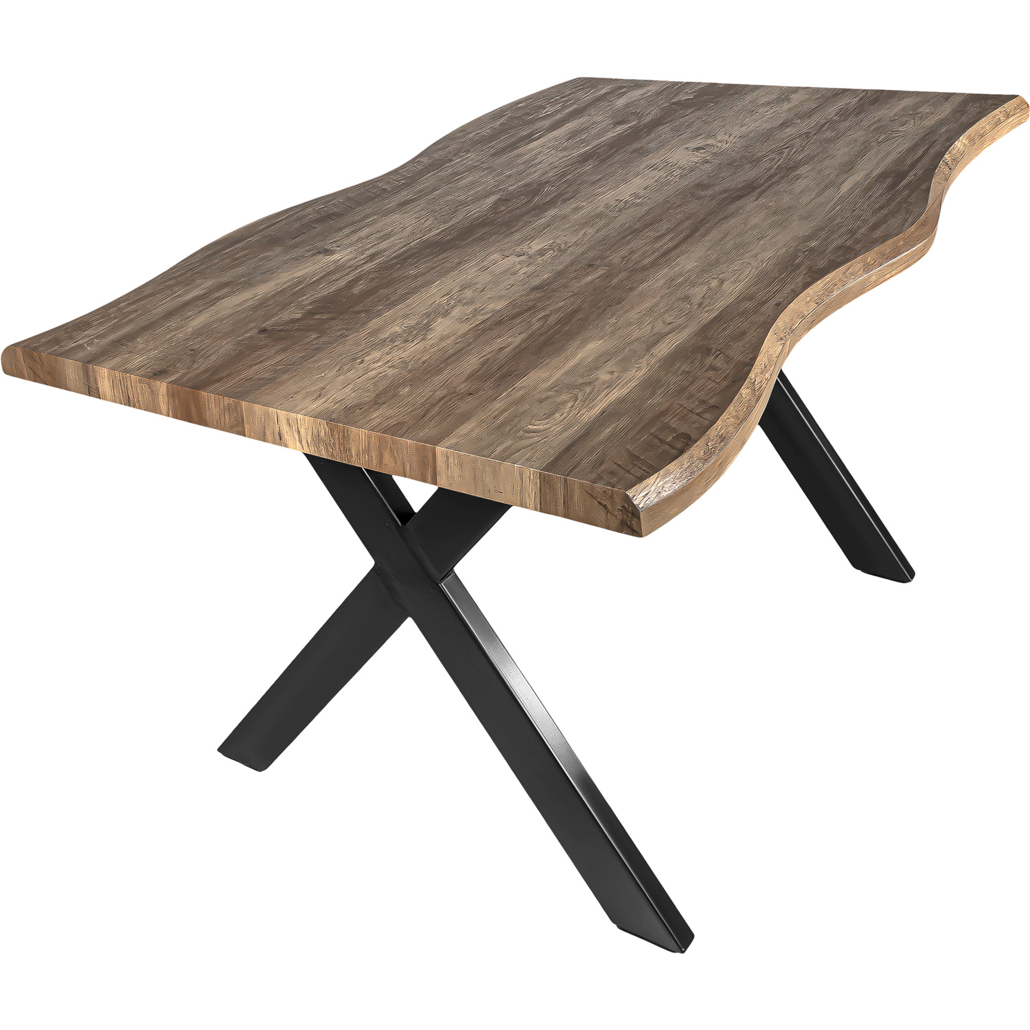 Mesa Comedor Rustica Tipo Madera 1.60m 6 Personas Acero Houzer