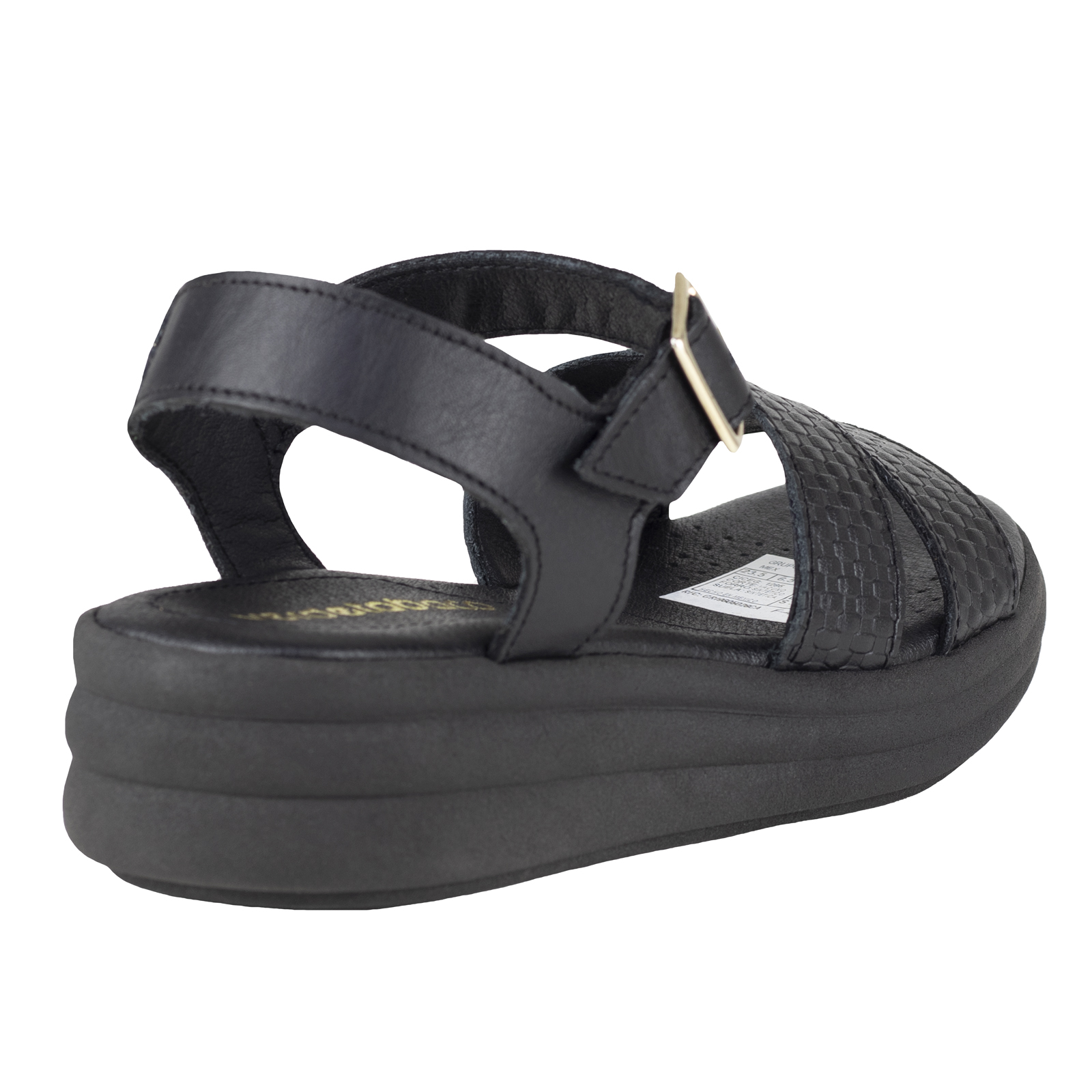 Sandalia Negra De Mujer Casual Verde Tabaco 6041 Plataforma