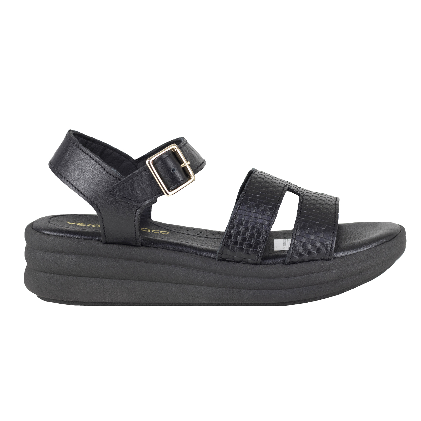 Sandalia Negra De Mujer Casual Verde Tabaco 6041 Plataforma