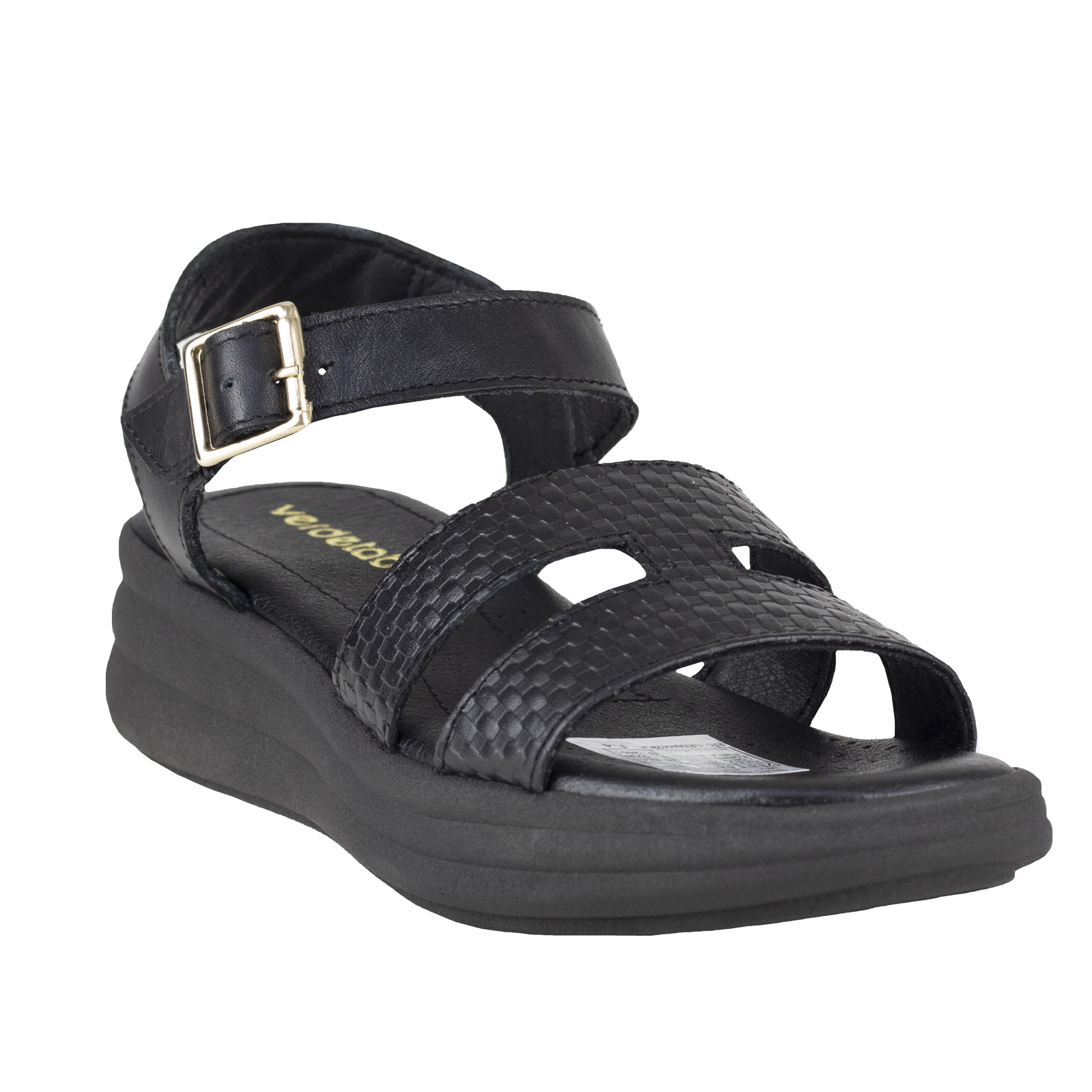 Sandalia Negra De Mujer Casual Verde Tabaco 6041 Plataforma