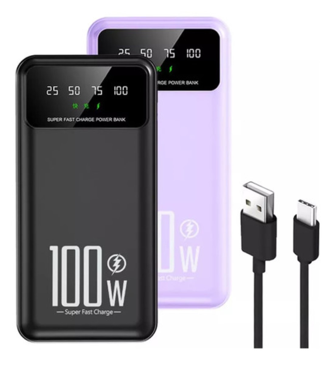Power Bank 30000mah Con Cable/pantalla Pd100w/5a Ultrarápida