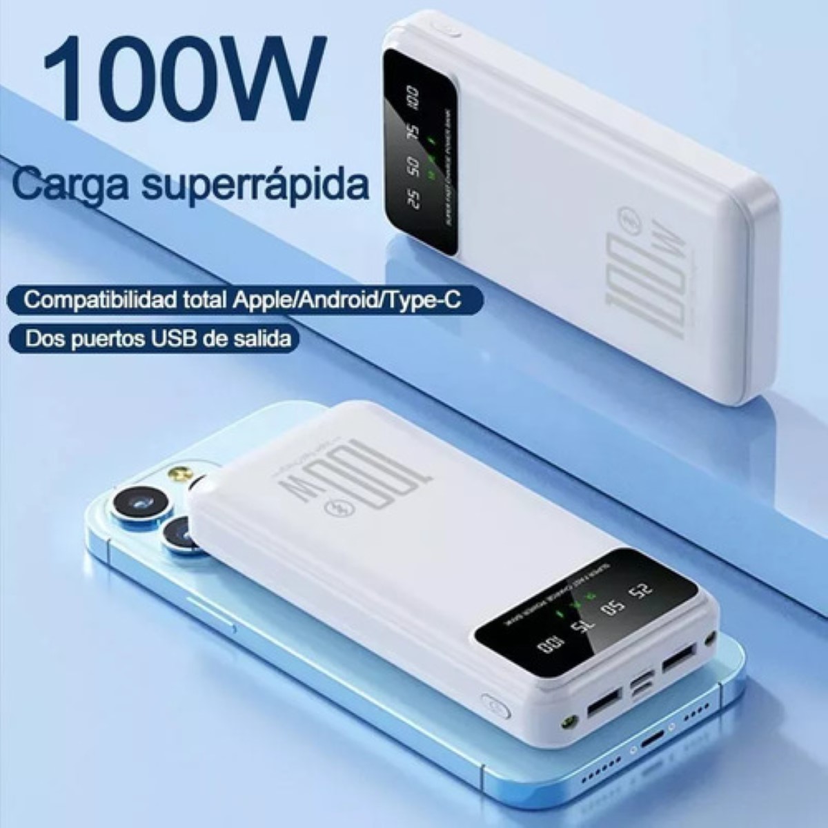 Power Bank 30000mah Con Cable/pantalla Pd100w/5a Ultrarápida