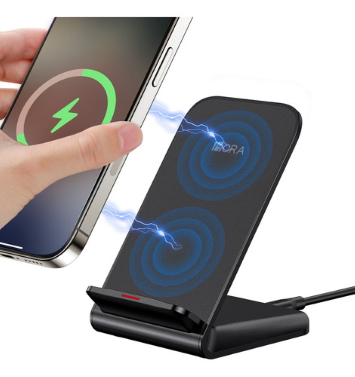 Cargador inalámbrico 15W, Soporte del Celular, para iPhone 11/12/13/14/15, para Samsung y otros dispositivos que soportan carga inalámbraca NEGRO