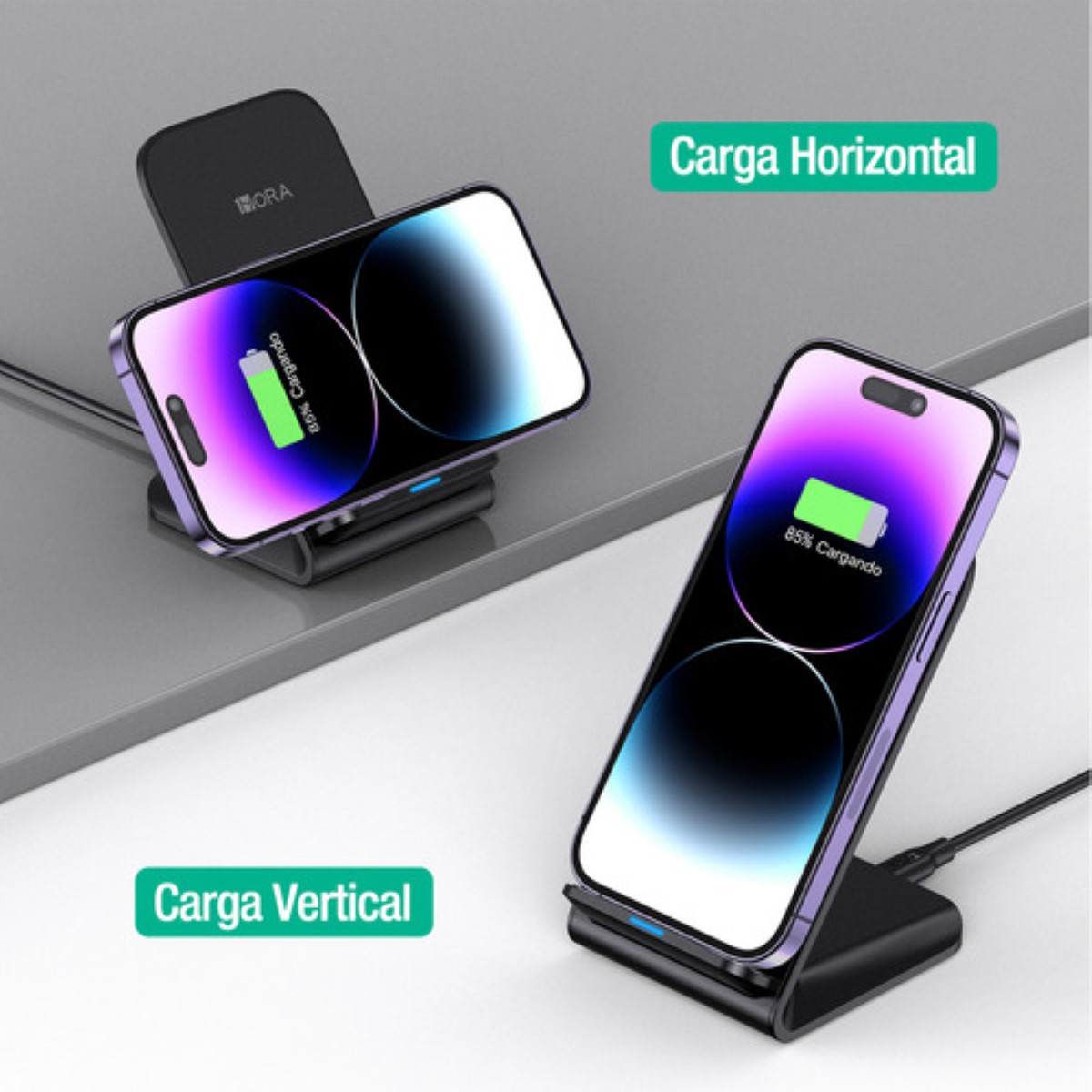 Cargador inalámbrico 15W, Soporte del Celular, para iPhone 11/12/13/14/15, para Samsung y otros dispositivos que soportan carga inalámbraca NEGRO