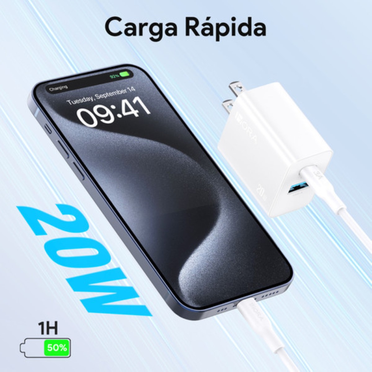 2 Piezas Cargador 2 En 1 Carga Rápida 20w Salida Dual + Cable Tipo C Compatible Con Samsung/motorola BLANCO