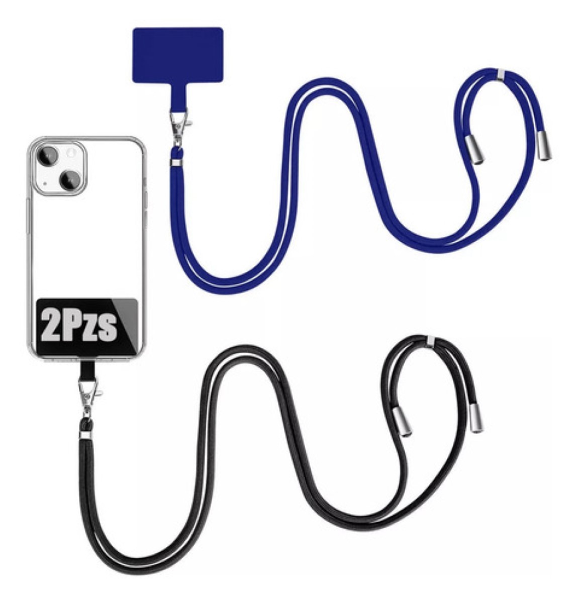 2pz Colgante Para Celular,correa Para Celular Ajustable NEGRO AZUL 