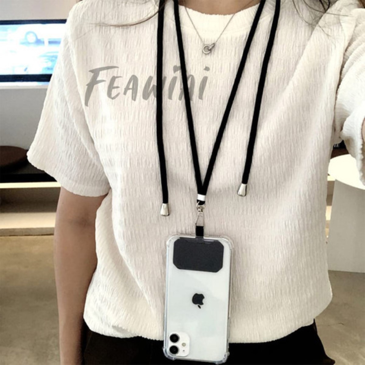 2pz Colgante Para Celular,correa Para Celular Ajustable NEGRO 