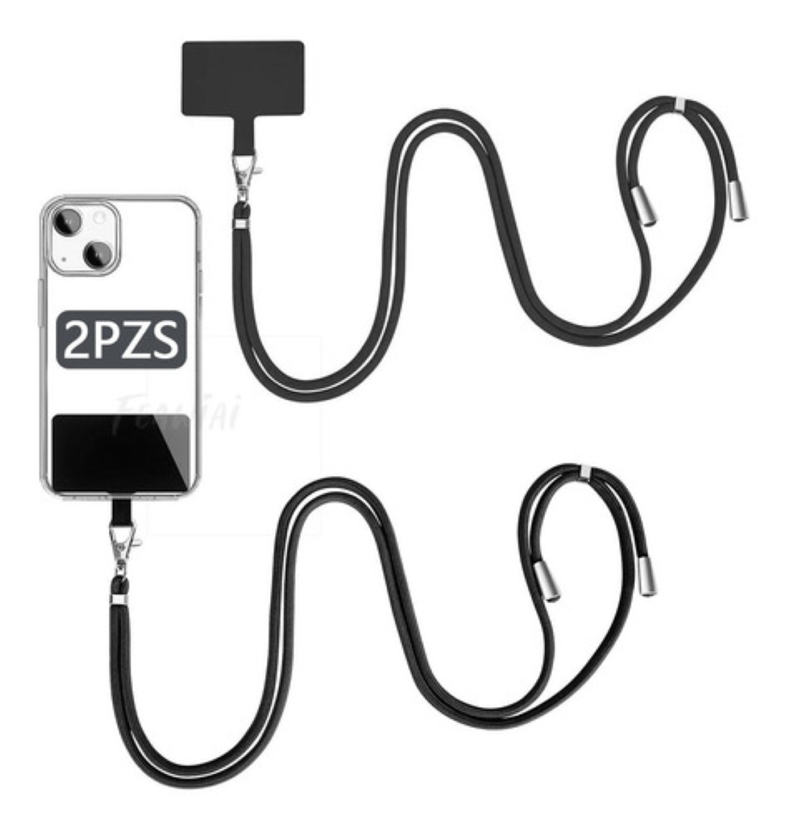 2pz Colgante Para Celular,correa Para Celular Ajustable NEGRO 